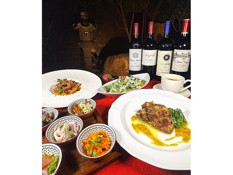 【ディナー】パスタやポークグリル含む全6品2時間飲み放題付きコース